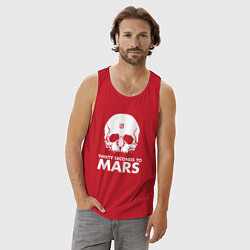 Майка мужская хлопок 30 Seconds to Mars белый череп, цвет: красный — фото 2