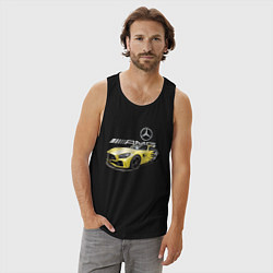 Майка мужская хлопок Mercedes V8 BITURBO AMG Motorsport, цвет: черный — фото 2