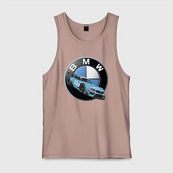 Майка мужская хлопок BMW самая престижная марка автомобиля, цвет: пыльно-розовый