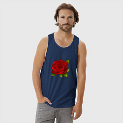 Майка мужская хлопок Красная роза Рисунок, цвет: тёмно-синий — фото 2