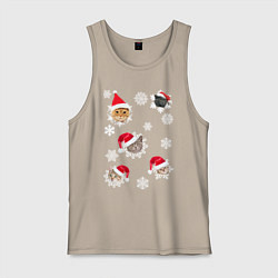 Мужская майка Новогодние Коты в Шапках