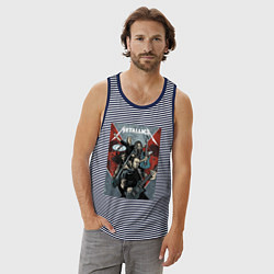 Майка мужская хлопок Metallica - cool dudes!, цвет: синяя тельняшка — фото 2