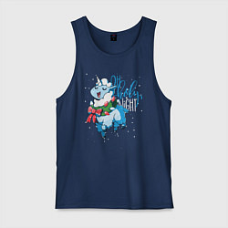 Майка мужская хлопок Llama Oh holy night, цвет: тёмно-синий