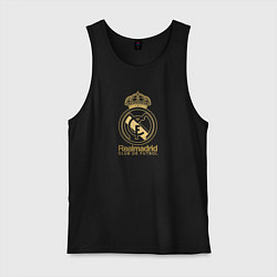 Майка мужская хлопок Real Madrid gold logo, цвет: черный