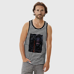 Майка мужская хлопок ВЕДЬМАК С ВОЛКОМ THE WITCHER, цвет: черная тельняшка — фото 2