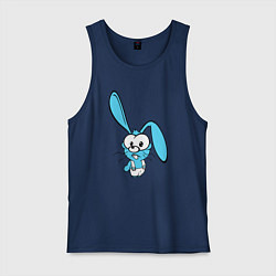 Майка мужская хлопок Заяц пучеглазый голубенький, цвет: тёмно-синий