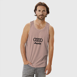 Майка мужская хлопок Audi, цвет: пыльно-розовый — фото 2
