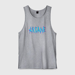 Майка мужская хлопок ARCANE LEAGUE OF LEGENDS NEON LOGO, цвет: меланж