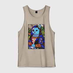 Майка мужская хлопок Ромеро Бритто Mona Cat, цвет: миндальный