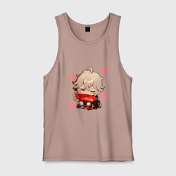 Майка мужская хлопок Маленький Казуха ест геншин импакт, цвет: пыльно-розовый