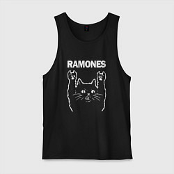 Майка мужская хлопок RAMONES, РАМОНЕС, цвет: черный