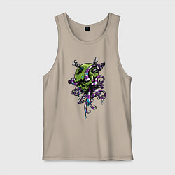 Майка мужская хлопок Art skull 2022!, цвет: миндальный