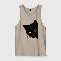 Майка мужская хлопок Всё тот же чёрный котяра!, цвет: миндальный