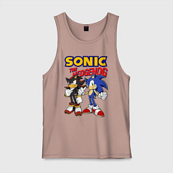 Майка мужская хлопок ЕЖ СОНИК SONIC THE HEDGEHOG, цвет: пыльно-розовый