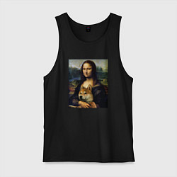 Майка мужская хлопок Shiba Inu Mona Lisa, цвет: черный