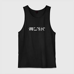 Майка мужская хлопок Music Белая Портрет, цвет: черный