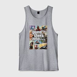 Майка мужская хлопок GTA V Logos, цвет: меланж