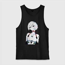 Майка мужская хлопок Рей Аянами Rei Ayanami Ева Евангелион, цвет: черный