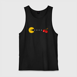 Майка мужская хлопок Pac-man 8bit, цвет: черный