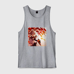 Майка мужская хлопок Каэдэхара Кадзуха с котенком Геншин Импакт, цвет: меланж