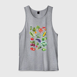Майка мужская хлопок Акварельная иллюстрация Овощи, цвет: меланж