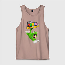 Майка мужская хлопок Luigi cat Super Mario 3D World Nintendo, цвет: пыльно-розовый
