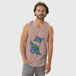 Майка мужская хлопок Скаты с психоделической раскраской, цвет: пыльно-розовый — фото 2