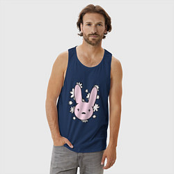 Майка мужская хлопок Bad Bunny Floral Bunny, цвет: тёмно-синий — фото 2