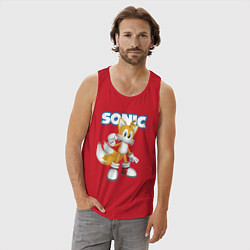 Майка мужская хлопок Майлз Тейлз Прауэр Sonic Видеоигра, цвет: красный — фото 2