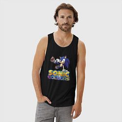 Майка мужская хлопок Sonic Colours Hedgehog Video game, цвет: черный — фото 2