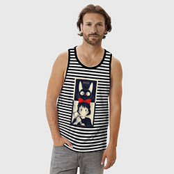 Майка мужская хлопок Kiki Service, цвет: черная тельняшка — фото 2