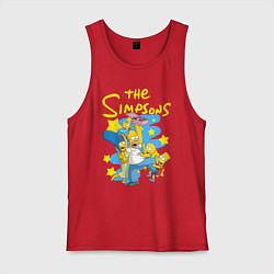 Майка мужская хлопок The SimpsonsСемейка Симпсонов, цвет: красный