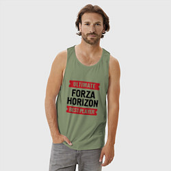 Майка мужская хлопок Forza Horizon: таблички Ultimate и Best Player, цвет: авокадо — фото 2