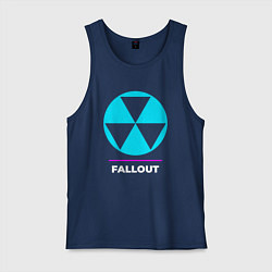 Майка мужская хлопок Символ Fallout в неоновых цветах, цвет: тёмно-синий