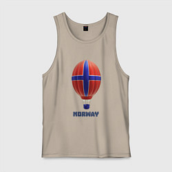 Майка мужская хлопок 3d aerostat Norway flag, цвет: миндальный