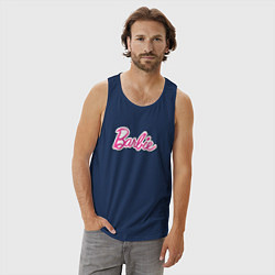 Майка мужская хлопок Barbie logo, цвет: тёмно-синий — фото 2
