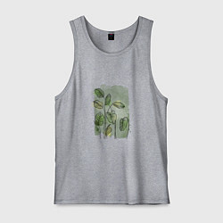 Мужская майка Нежные листья на акварельном фоне