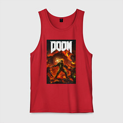 Майка мужская хлопок Doom slayer - hell, цвет: красный