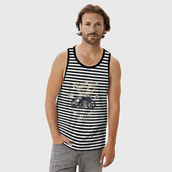 Майка мужская хлопок Vintage Moto, цвет: черная тельняшка — фото 2