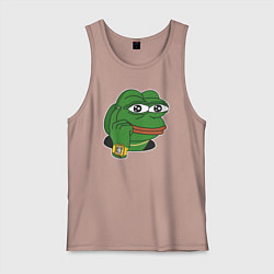 Майка мужская хлопок Пепе Лягушонок советует думать, цвет: пыльно-розовый