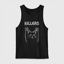 Майка мужская хлопок The Killers рок кот, цвет: черный