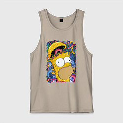 Майка мужская хлопок Мозг Гомера Симпсона - постер, цвет: миндальный