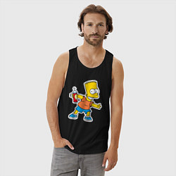 Майка мужская хлопок Барт Симпсон с баплончиком для граффити, цвет: черный — фото 2