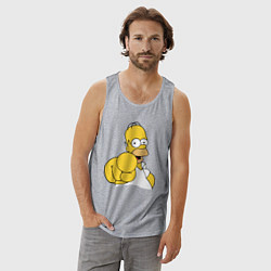 Майка мужская хлопок Гомер Симпсон указывает пальцем, цвет: меланж — фото 2