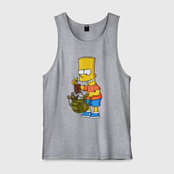 Мужская майка Барт Симпсон разбирает свой рюкзак