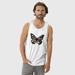 Майка мужская хлопок Графичная бабочка, цвет: белый — фото 2