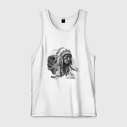 Майка мужская хлопок Chief of the Indian tribe, цвет: белый