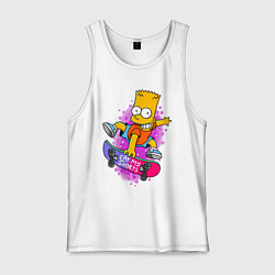 Майка мужская хлопок Барт Симпсон на скейтборде - Eat my shorts!, цвет: белый