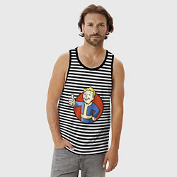 Майка мужская хлопок Vault boy like, цвет: черная тельняшка — фото 2