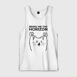 Майка мужская хлопок Bring Me the Horizon - rock cat, цвет: белый